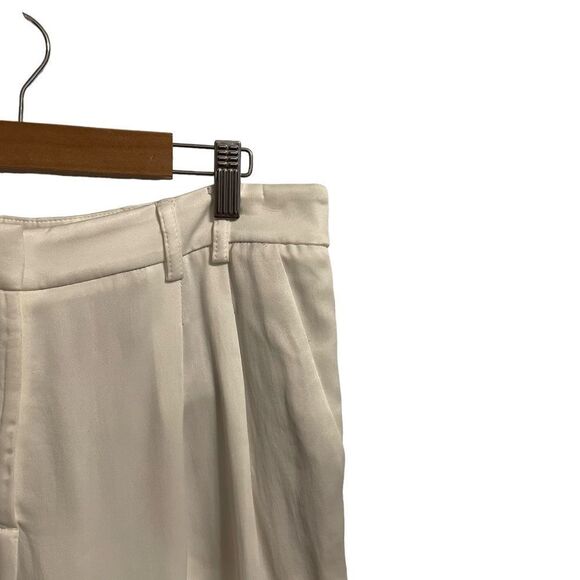 Zara White Satin High Rise Pleated Ankle Pants Size Small NWT - Picture 2 of 8